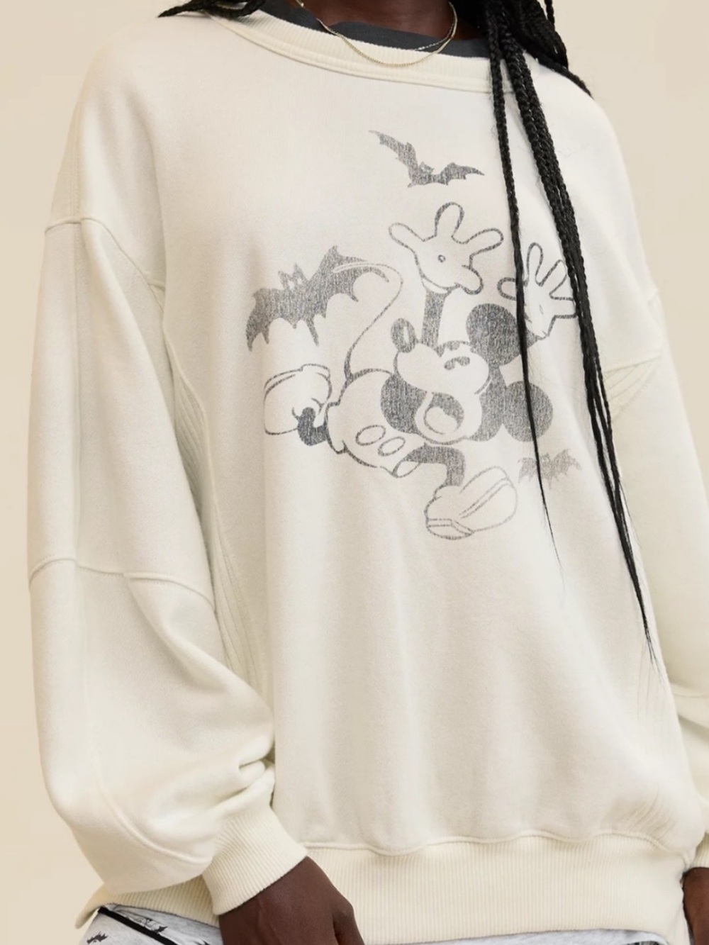 NWT Aerie Women’s Sm Mickey Mouse Halloween Bat Oversized Crewneck Sweatshirt